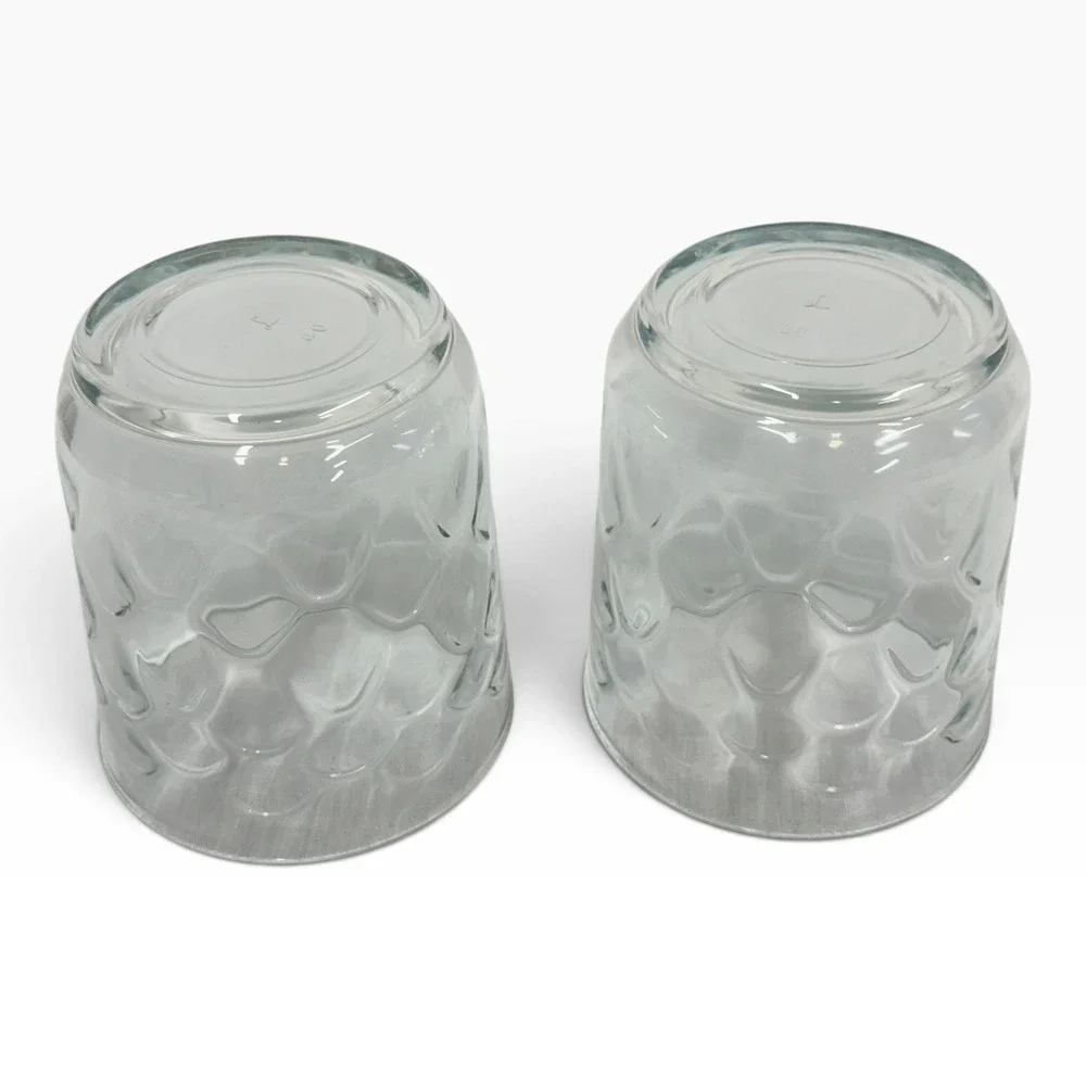 Libbey Clear Glass Fish Scale Scalloped Tumblers Rocks Glasses Set of 2